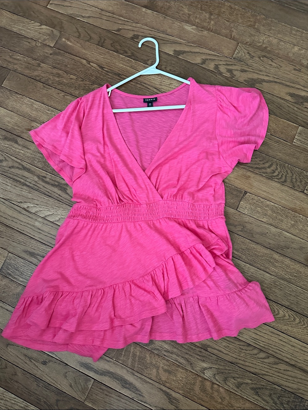 NWOT torrid Hot Pink Ruffle Wrap Top